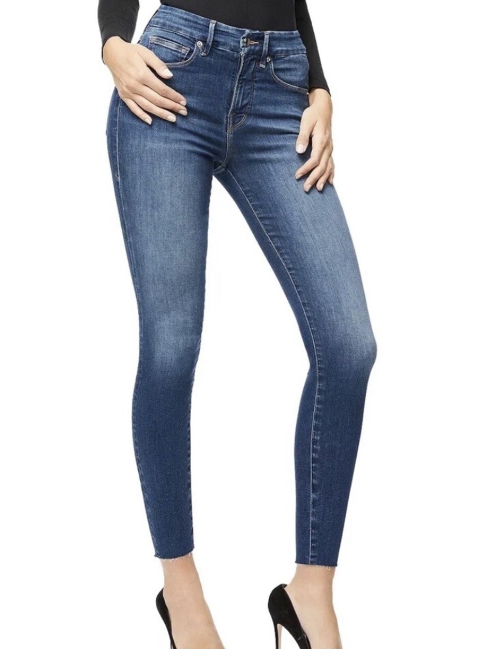 Good American Raw Hem Skinny Jeans